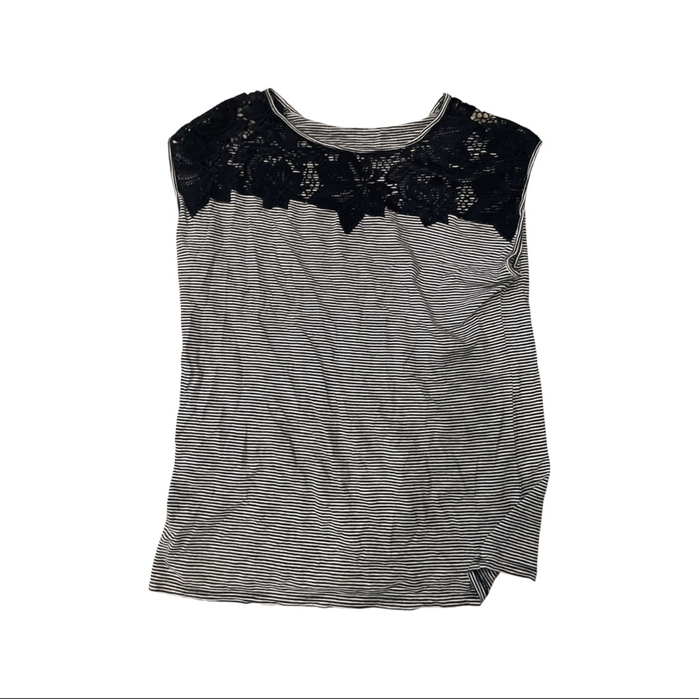 Loft womens striped top with blue lace